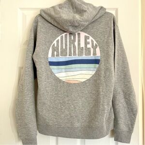 Hurley Light Grey Graphic Zip Hoodie